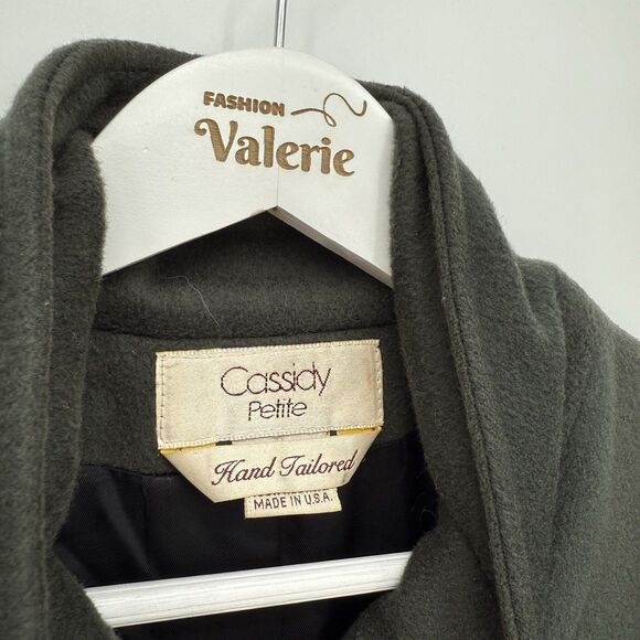 Cassidy Petite Vintage Green Wool Tailored Trench Coat Size 4P USA - Picture 6 of 13